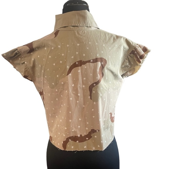 Voghtic Women's Camo Coat Button Down Cropped Jackets with Cargo Pockets, Size S - Picture 3 of 5